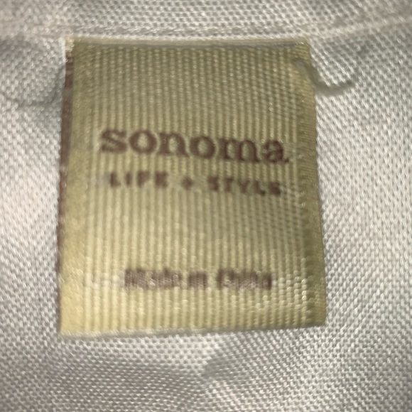 Tan and Cream Shower Curtain and Hooks - Picture 3 of 4